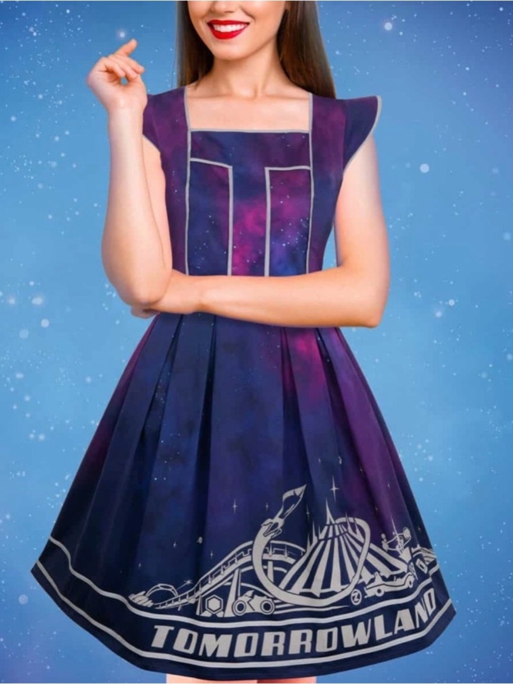 Disney The Dress Shop Tomorrowland Dress Medium Galaxy Retro Dapper Day Kitschy